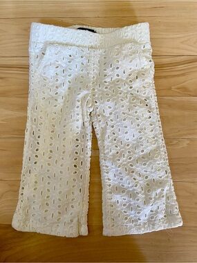 7 for All Mankind Girls White Eyelet Flare Pants 18 Months